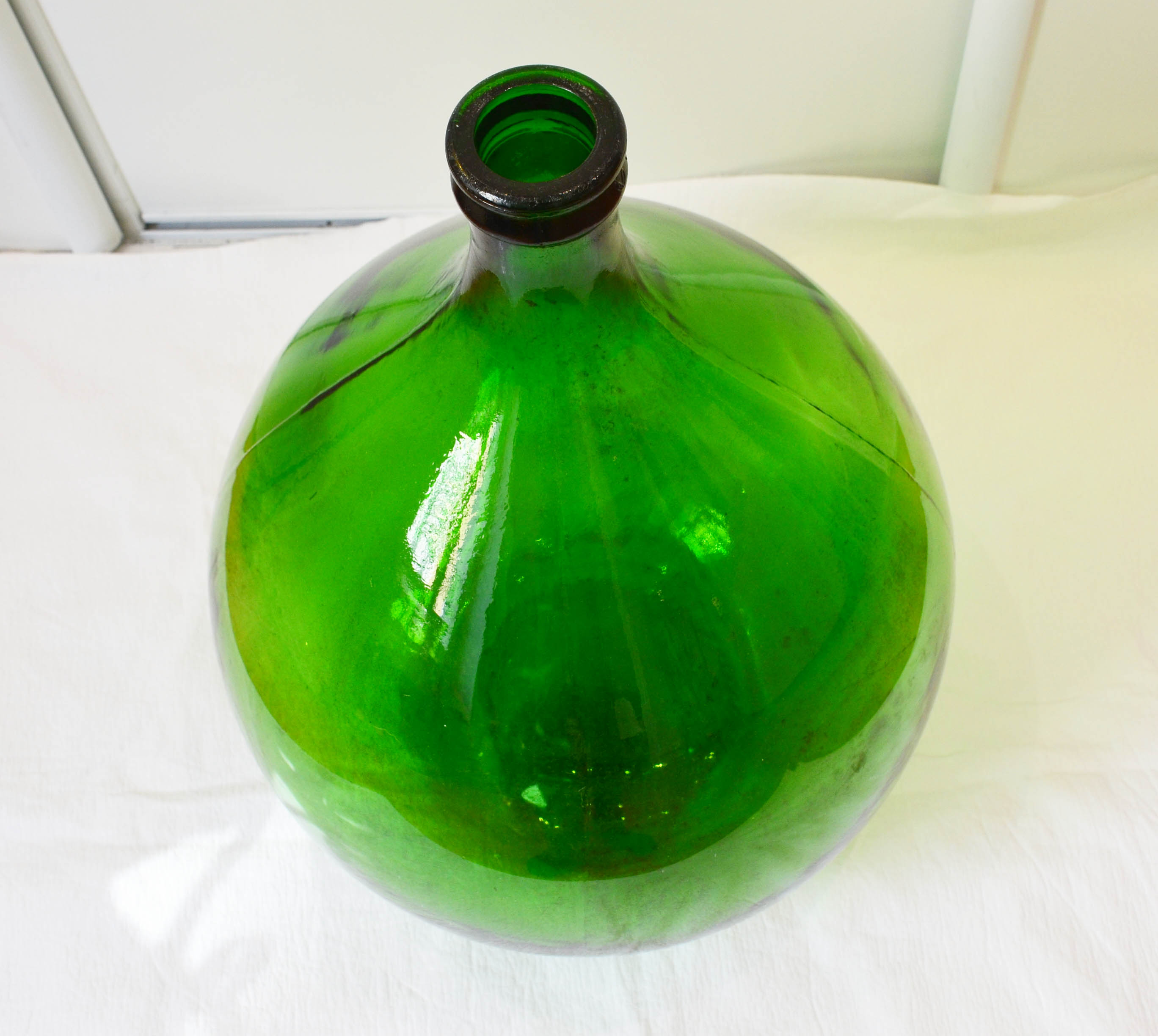 Dame-jeanne canister 54 L green glass 70s