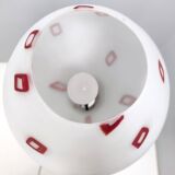 Floor Lamp with Vintage Encased Glass Shade with Red Geometrical Motifs, Italy