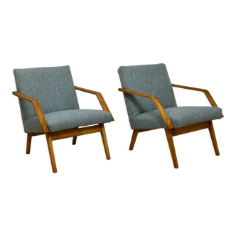 Pair of vintage armchairs in beech year 60, ref/ suzanne
