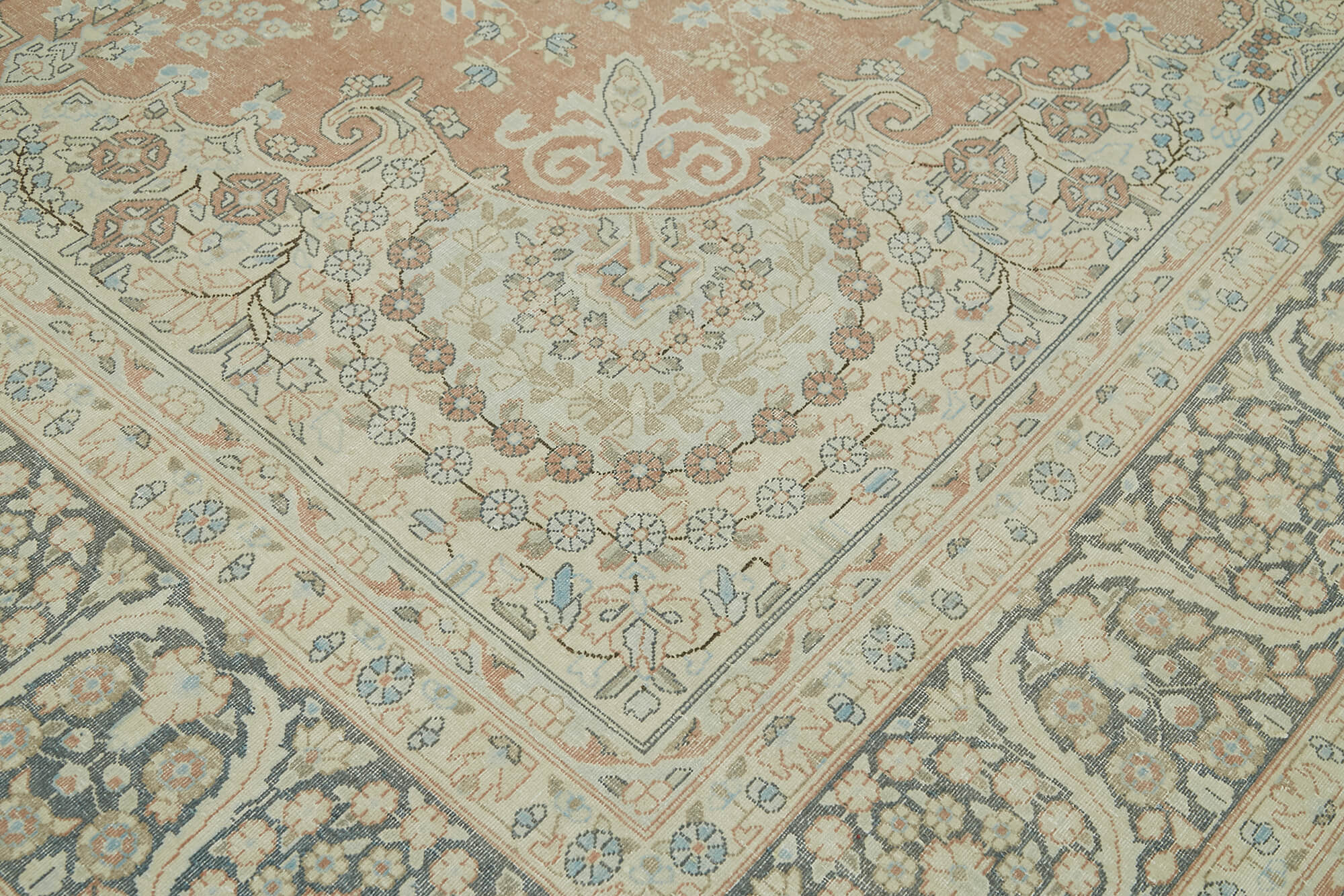 Hand-knotted persian vintage 1970s 290 cm x 390 cm beige wool carpet