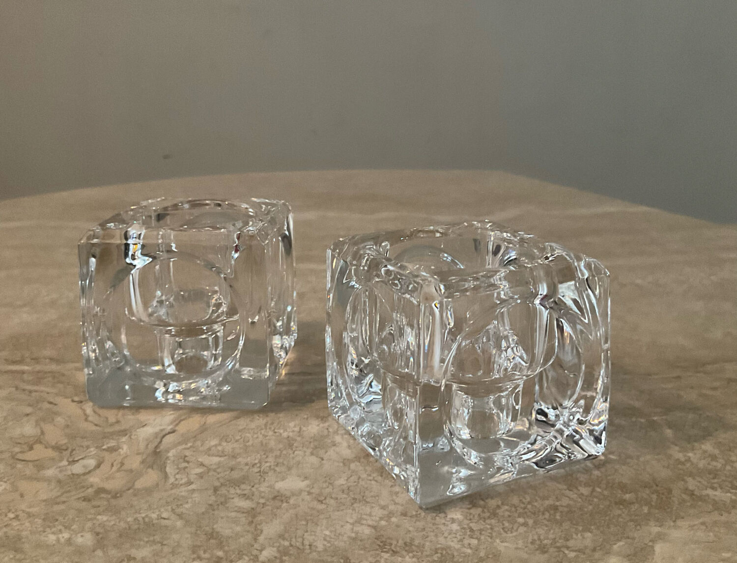 Pair of Peill & Putzler crystal candle holders from the 70s