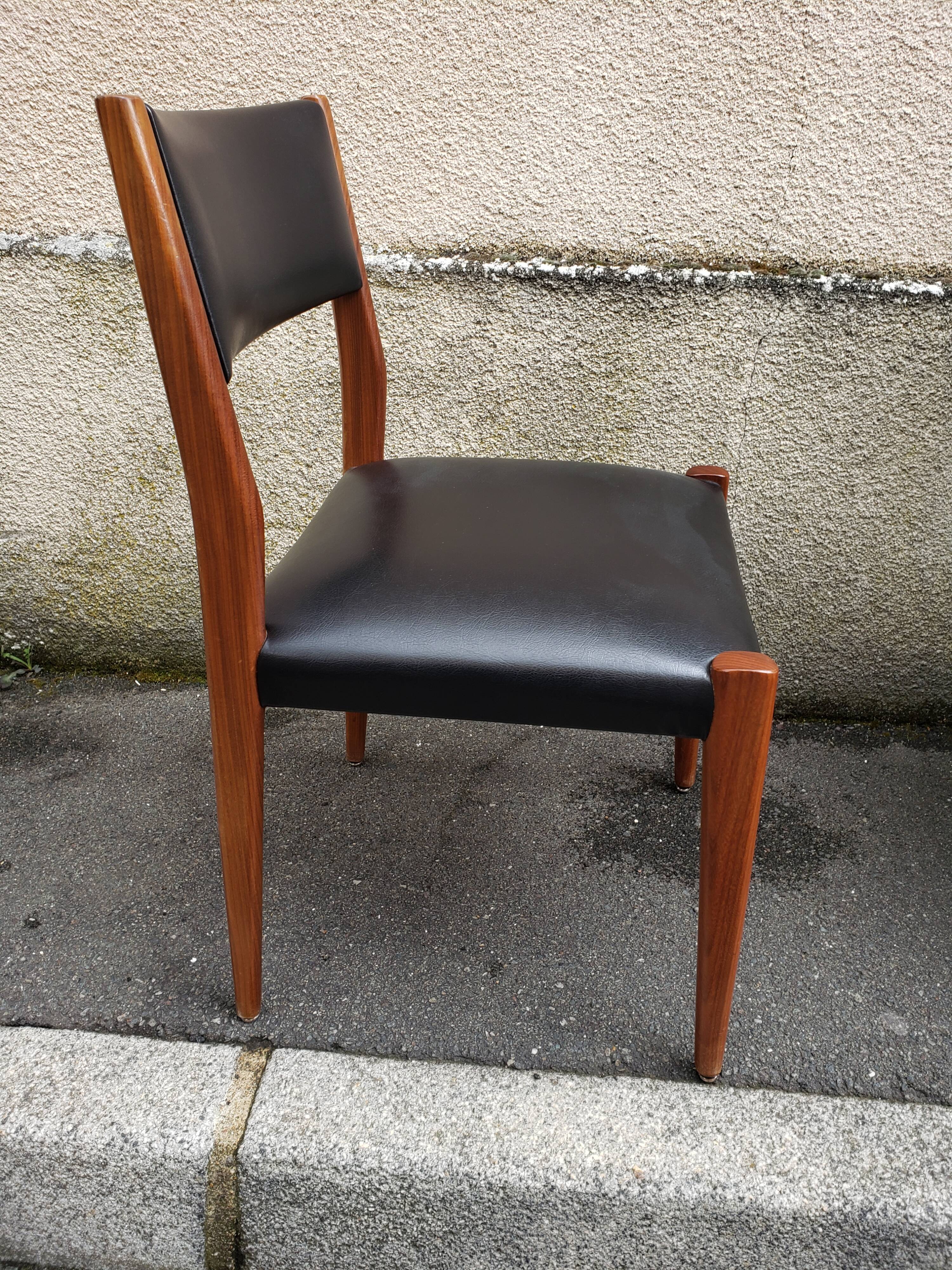 6 scandinavian black and beech chairs