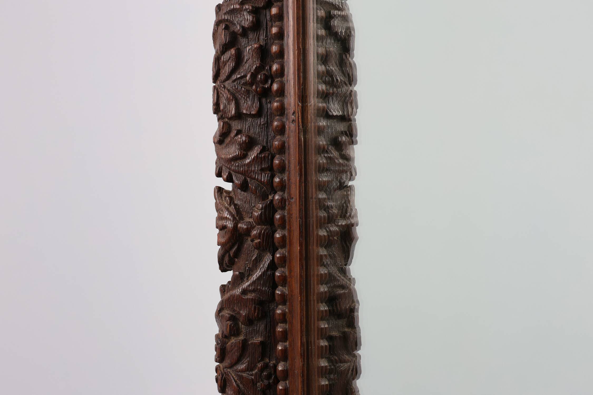 Large Antique French Carved Oak Mirror, Late 19th Century