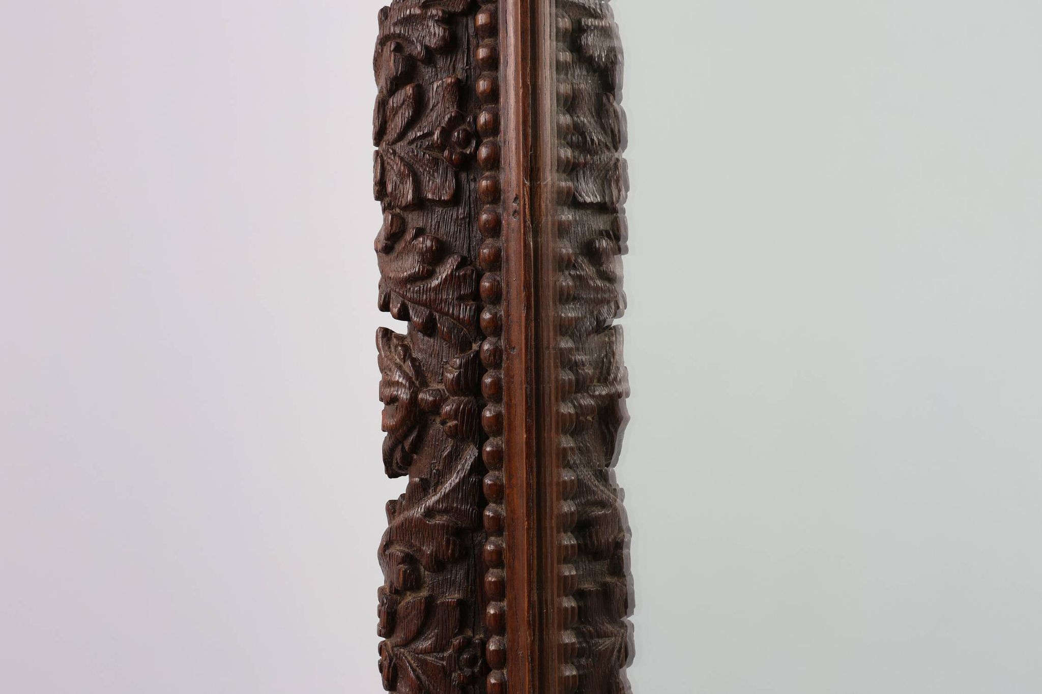 Grand miroir en chêne sculpté français antique, fin du 19e siècle