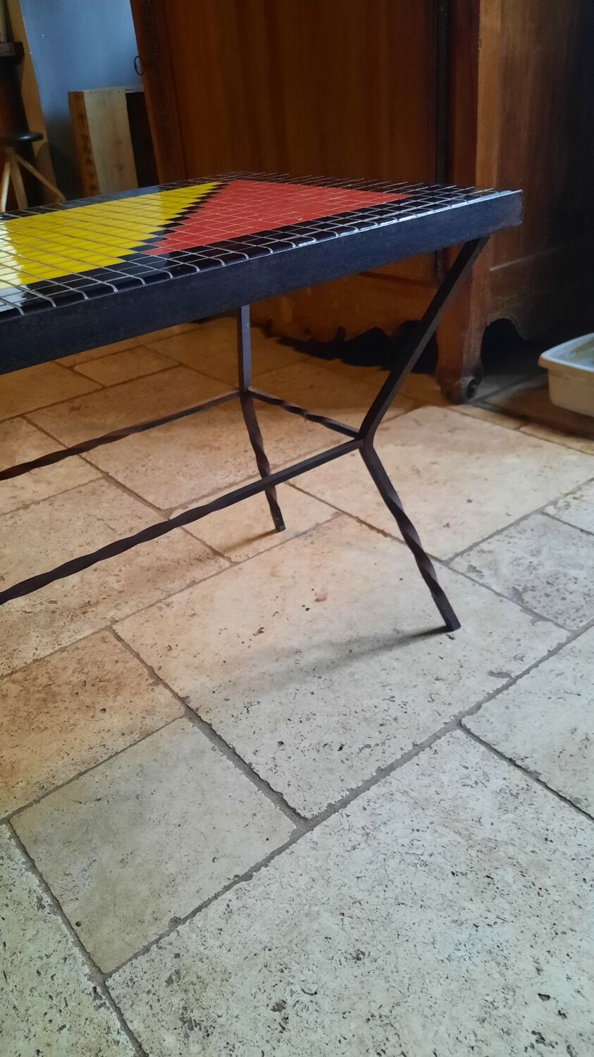 Metal coffee table and tiles year 50