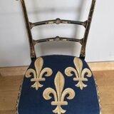 Chaise de chambre époque Napoleon III  Fleurs de Lys et décors peints colorés