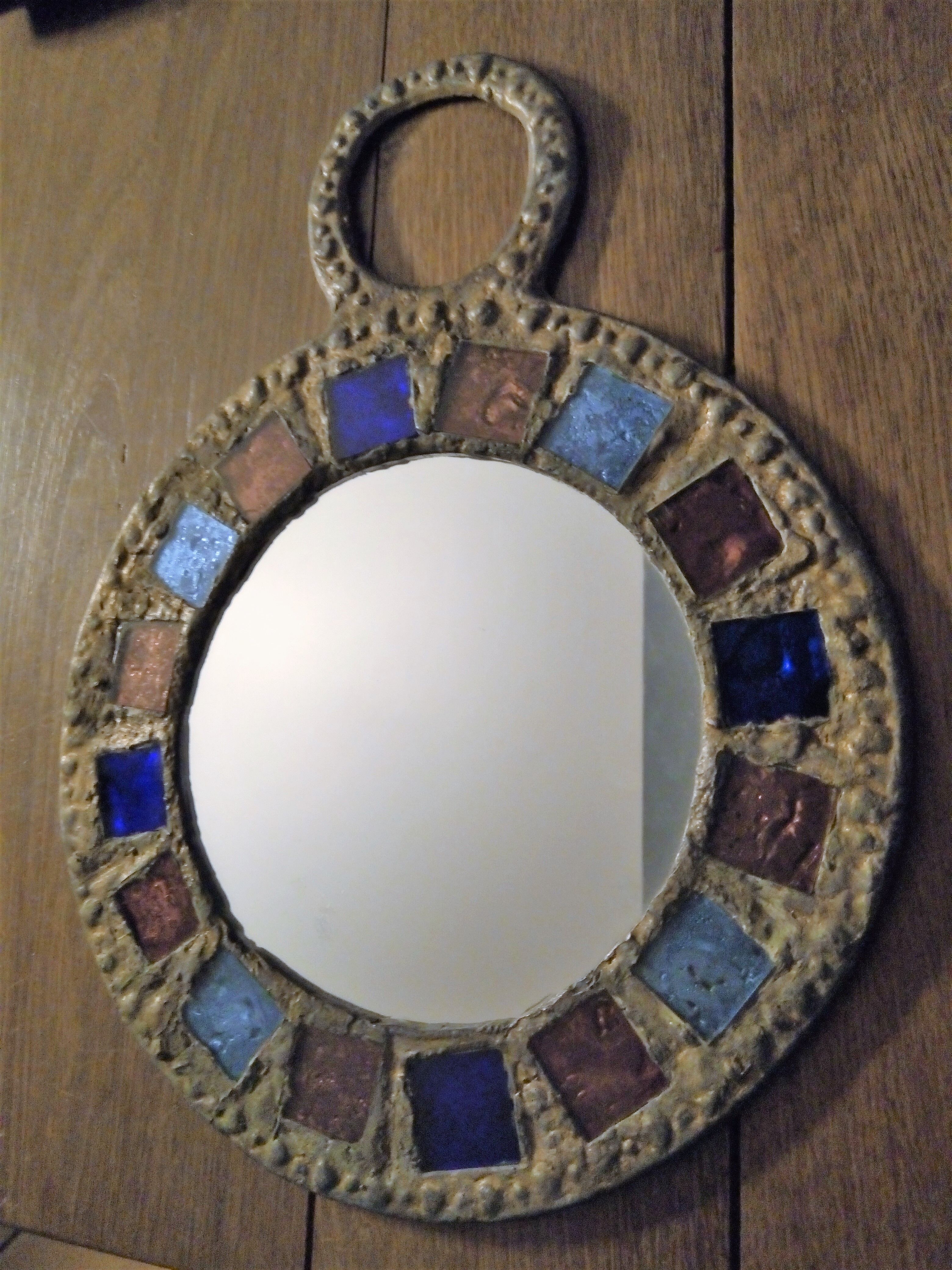 Lead and glass hand mirror