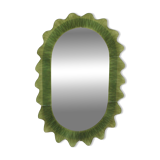 Organic-Shaped Green Italian Mirror Made of Murano Glass and Brass