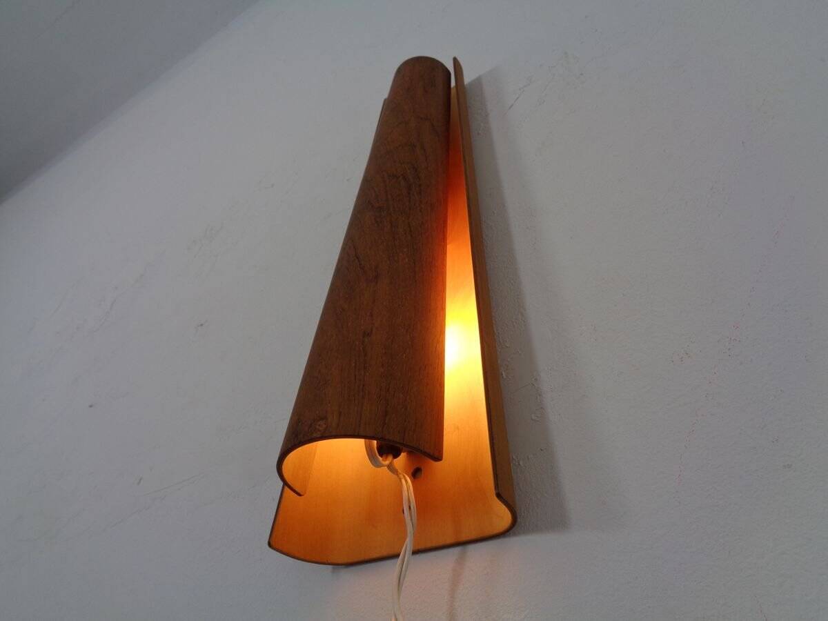 Danish Teak Wall Lamp, 1950s