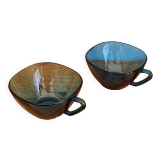 Lot de 2 tasses Vereco bleues vintage