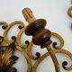 Large pair of Italian wall sconces in gilded wrought iron, 3 lights. 50