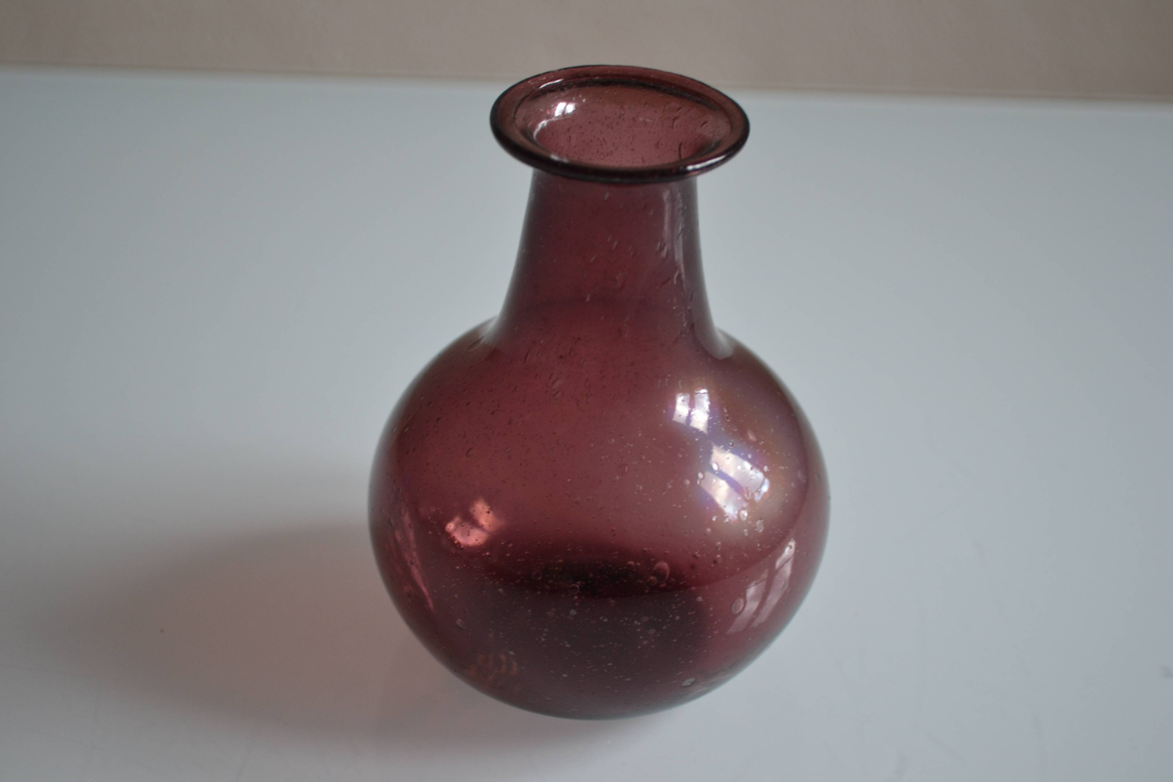 Blown and bubbled glass vase