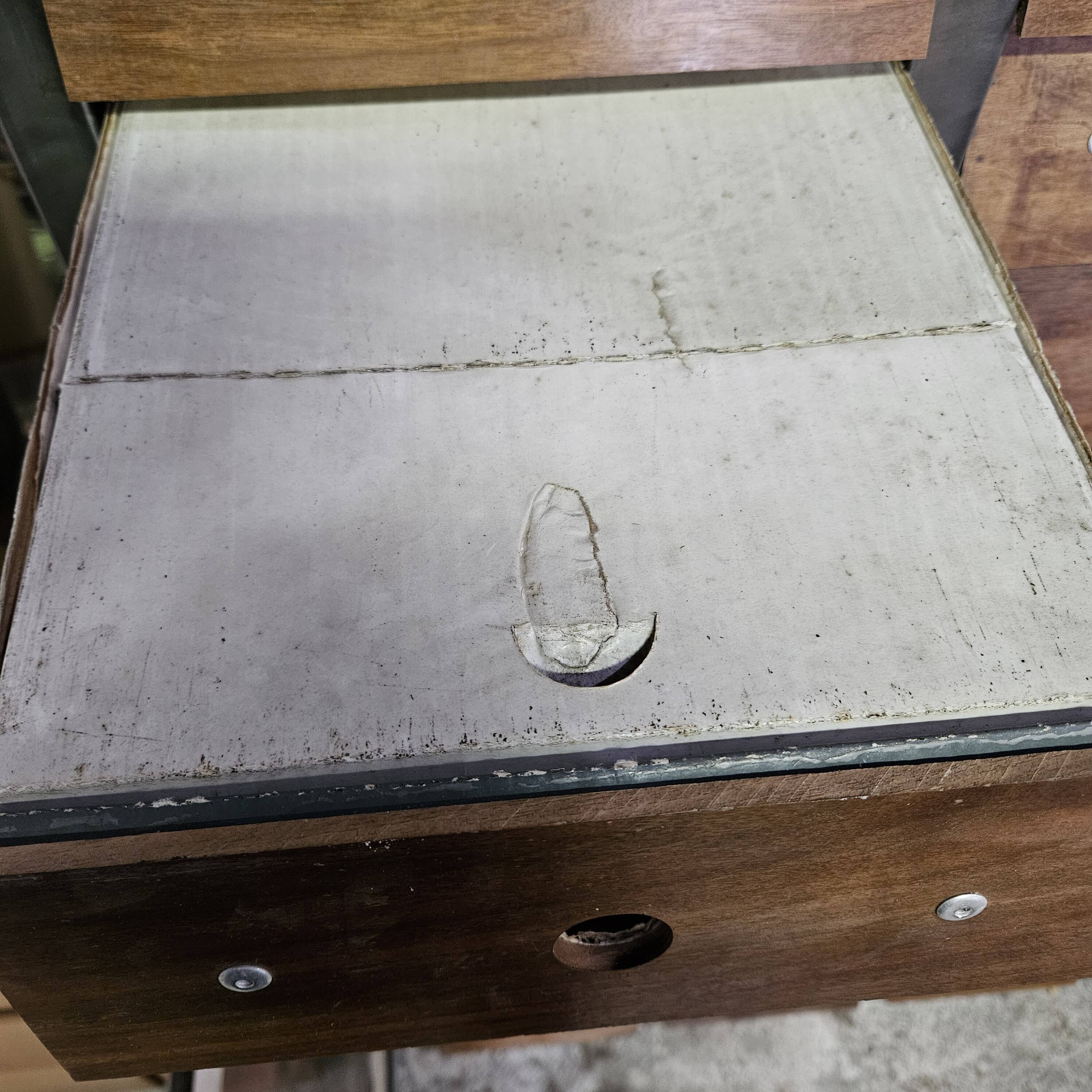 Clem industrial cabinet with 60 A4-sized drawers and riveted walnut fronts