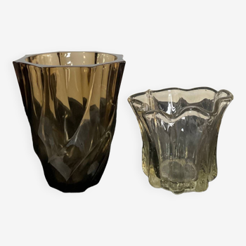 Duo de vases vintage en verre
