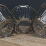 3 conical jam jars, blown glass