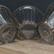 3 conical jam jars, blown glass