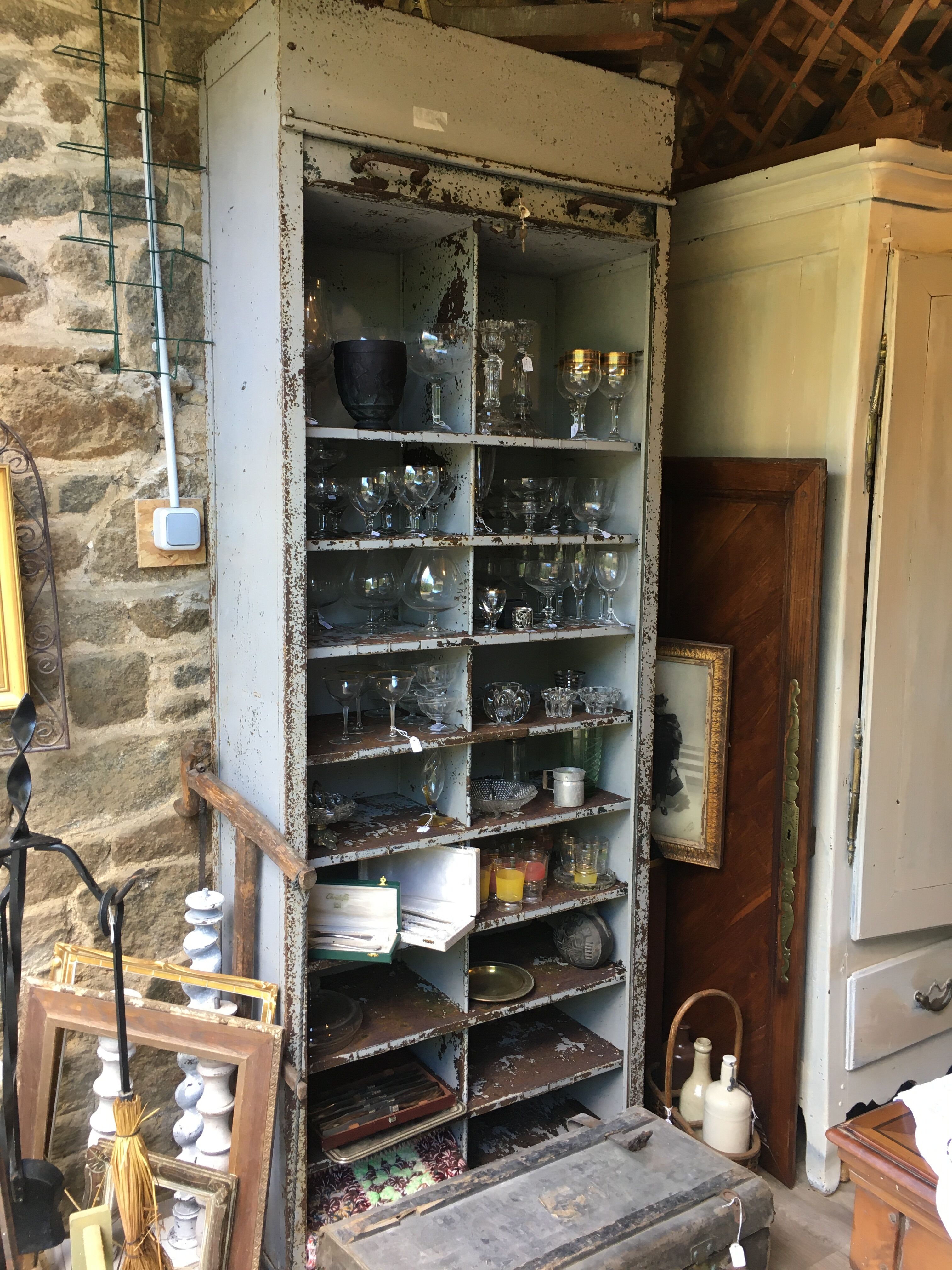 Industrial cabinet with sliding curtain