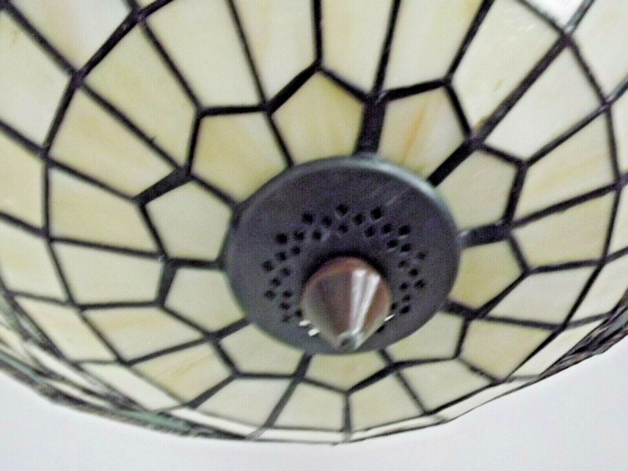 Vintage french 3 light leaded glass tiffany up light with adjustable height 3273