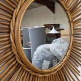 XL rattan sun mirror from the 50s/60s