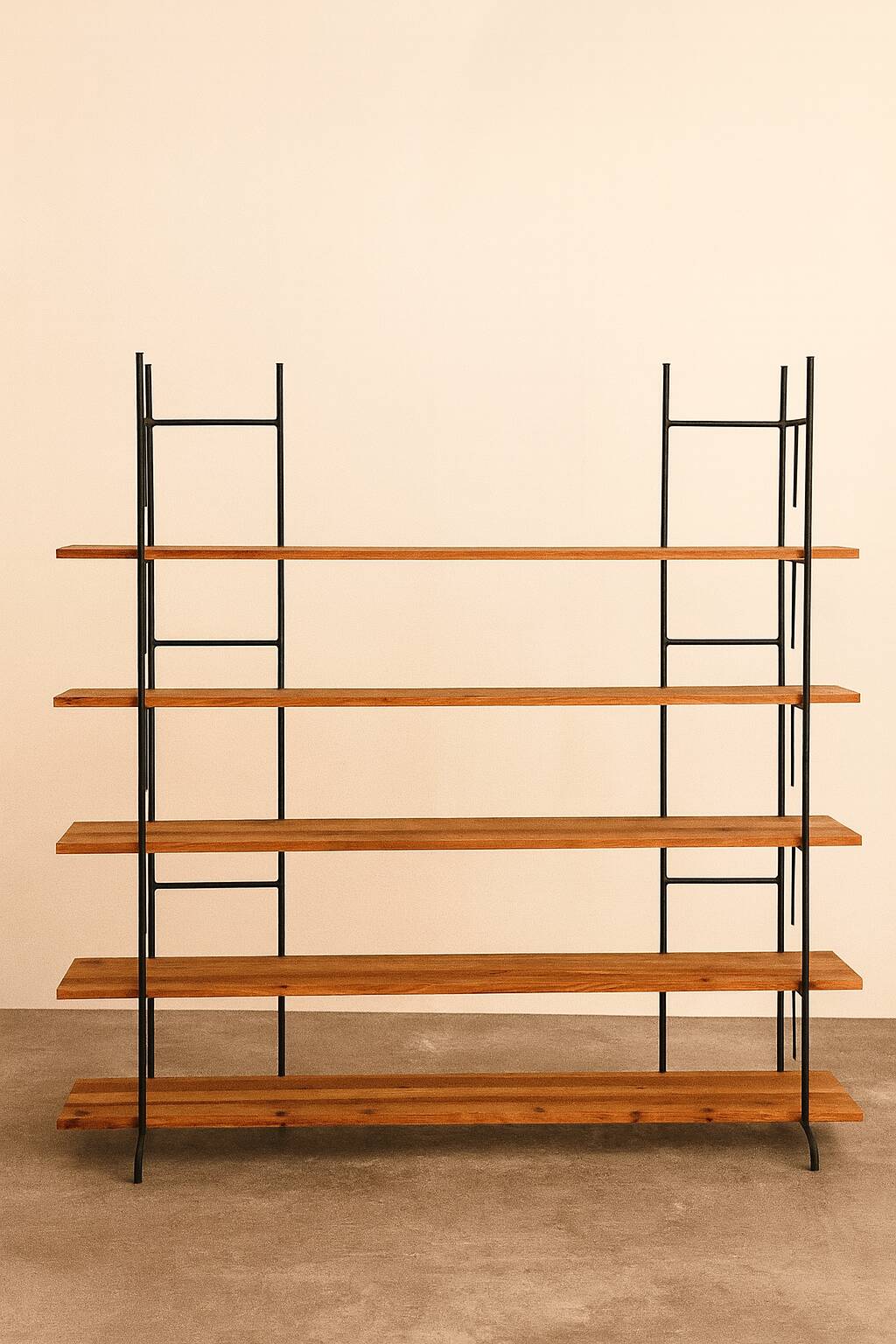 Large industrial handmade shelf in pine and metal