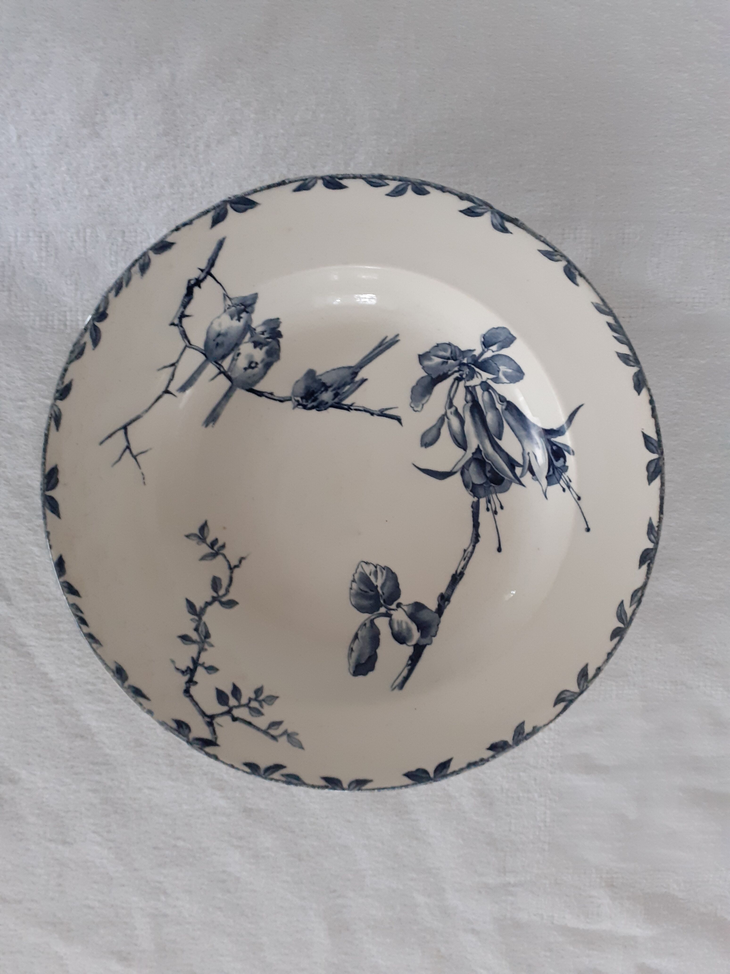 Assiette faience ancienne H B & Cie choisy le roy modèle Oxford décor oiseau  bleu