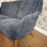 3 seater sofa 50s 60s gray velvet