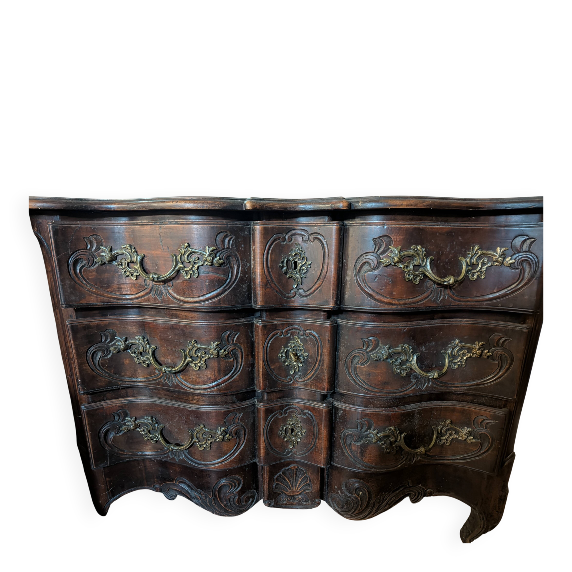 Antique louis xv style walnut chest of drawers – 3 drawers