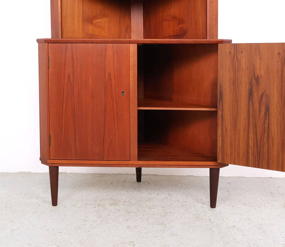 Vintage Danish teak corner cabinet with display case, 1960s