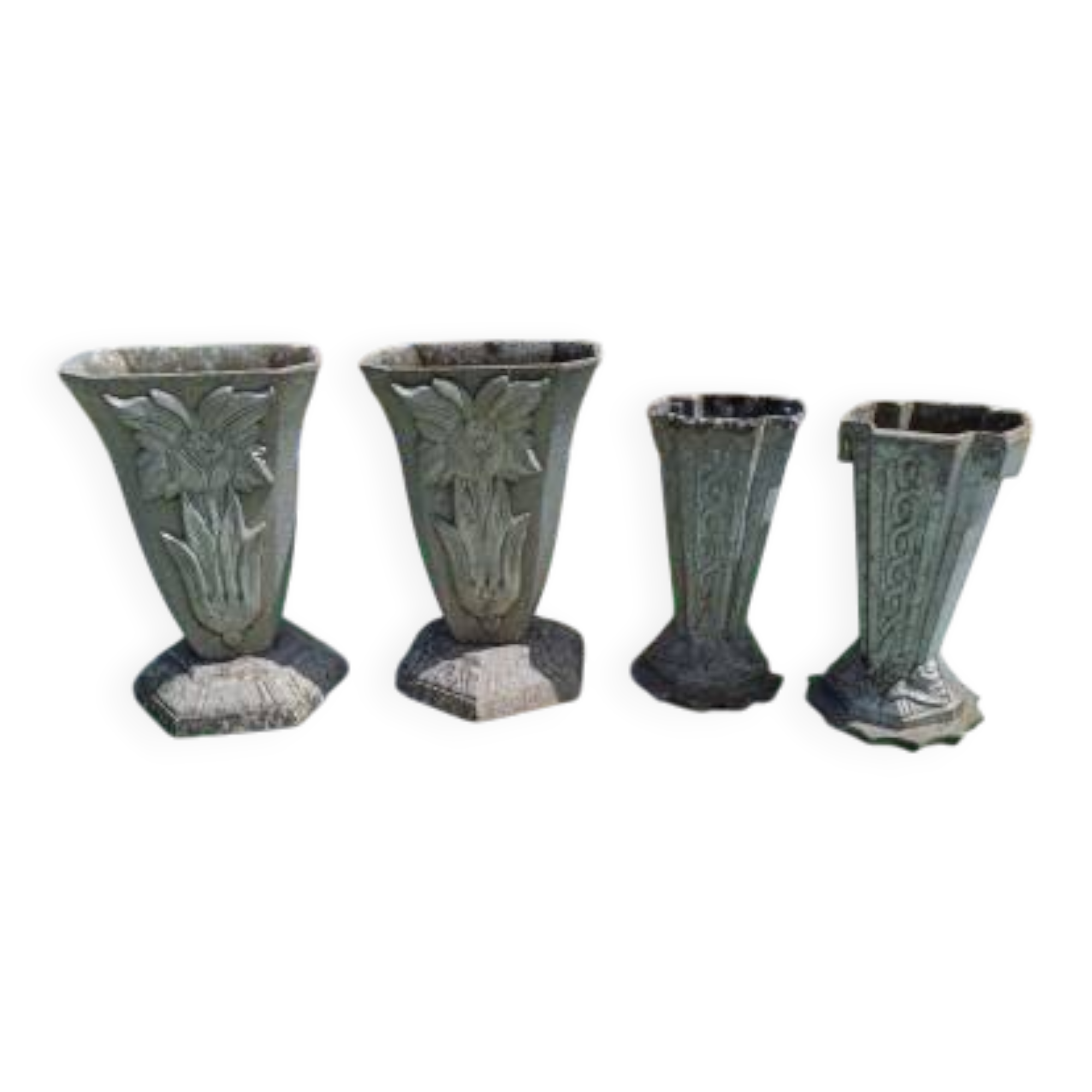 2 pairs of aluminum vases 1900