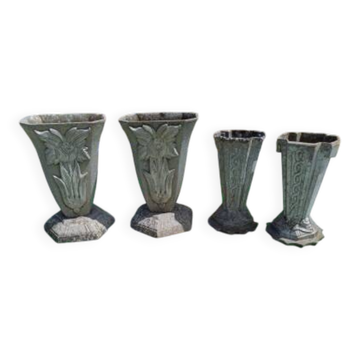 2 paire de vases en aluminium 1900
