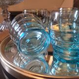 Vintage blue wavy glasses, mid-20th century