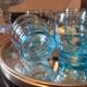 Vintage blue wavy glasses, mid-20th century