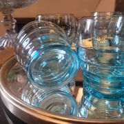 Verres Vintage bleu ondulé milieu XX ème