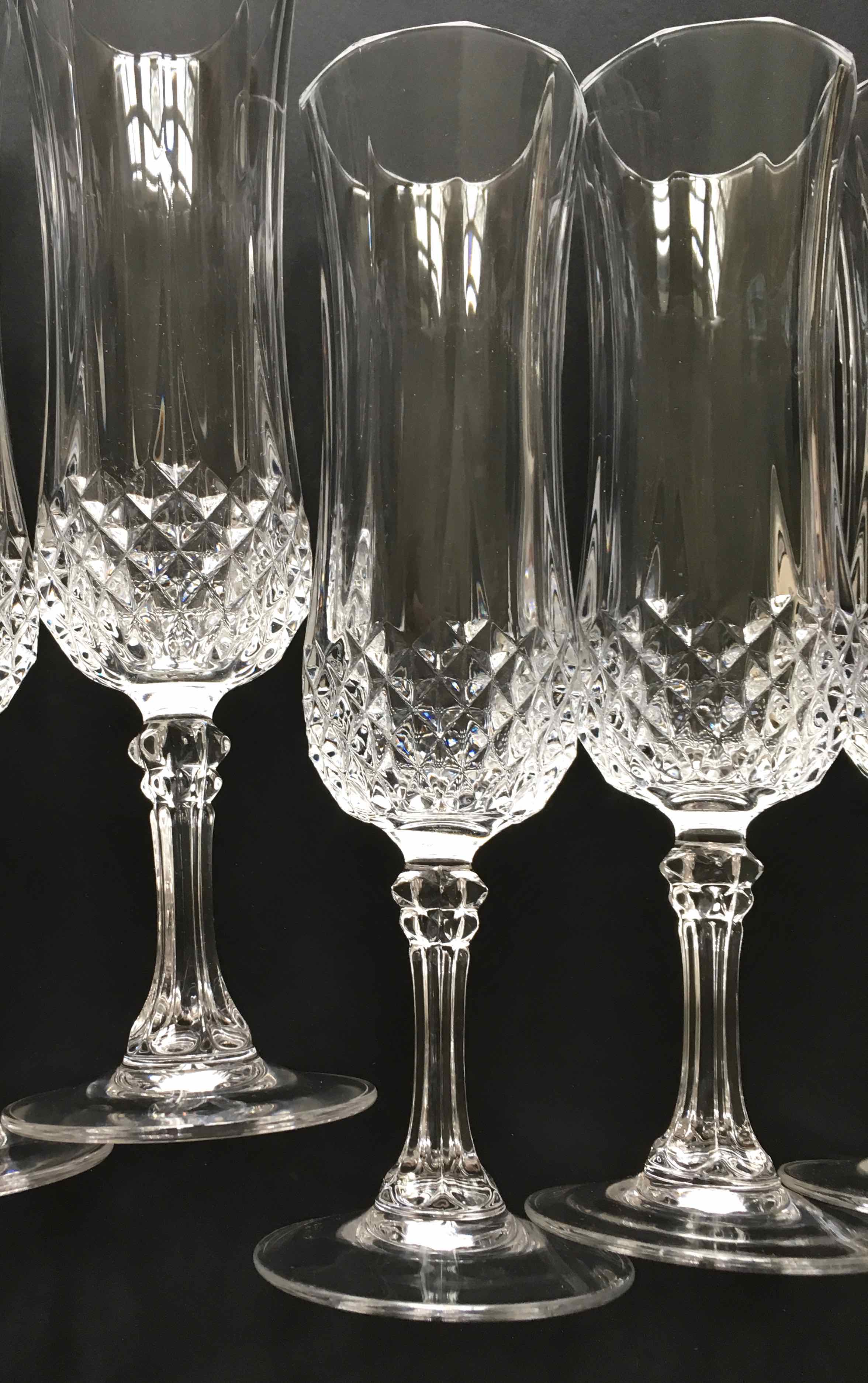 Set of 6 crystalline champagne flutes cut