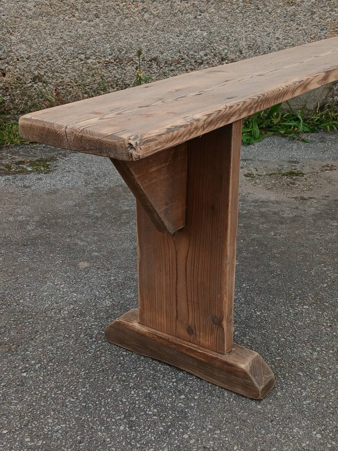 Antique pine farmhouse bench, 200 cm