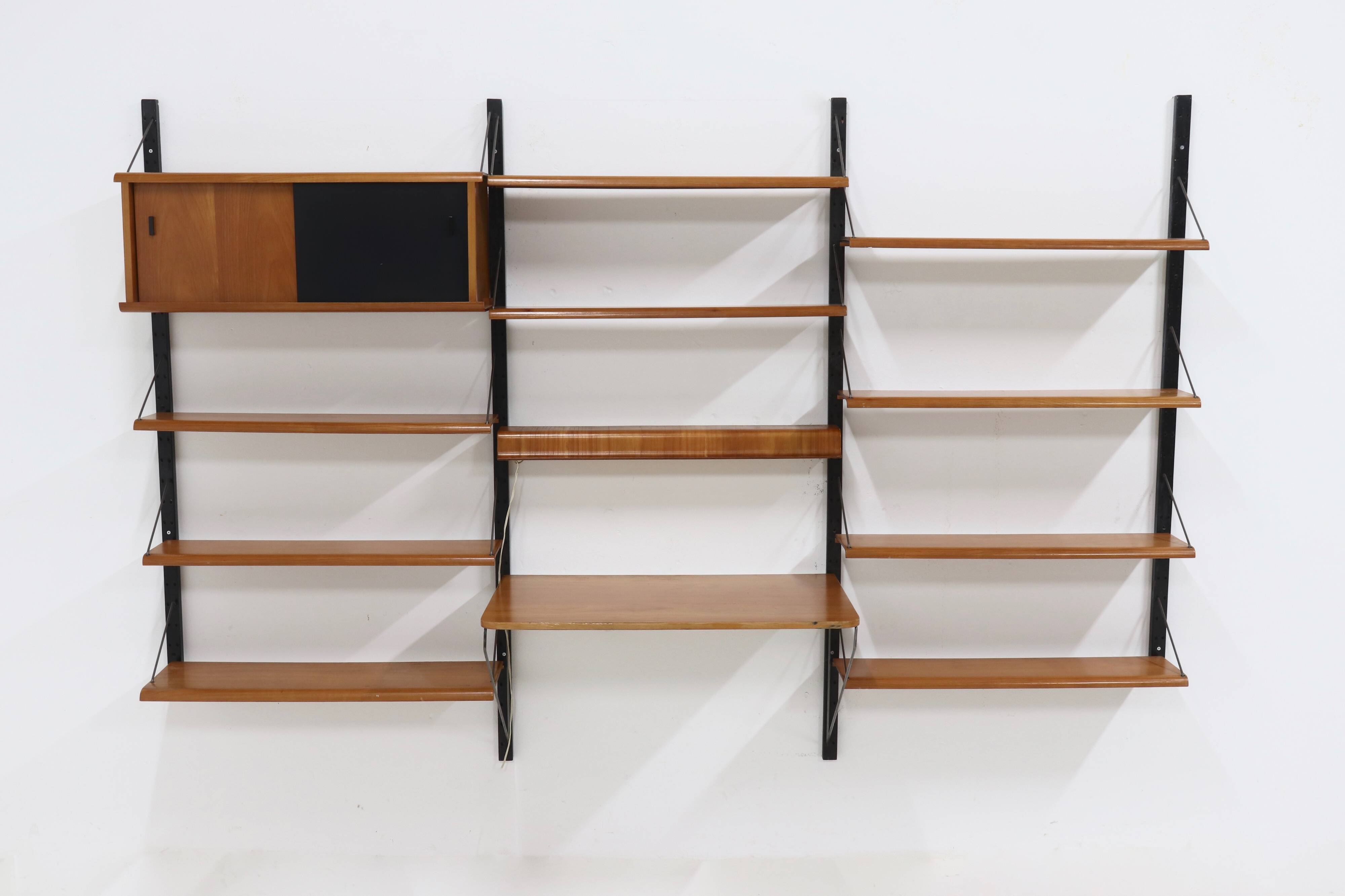 Rare Scandinavian Wall Mounted Plywood Shelving Unit 1950s