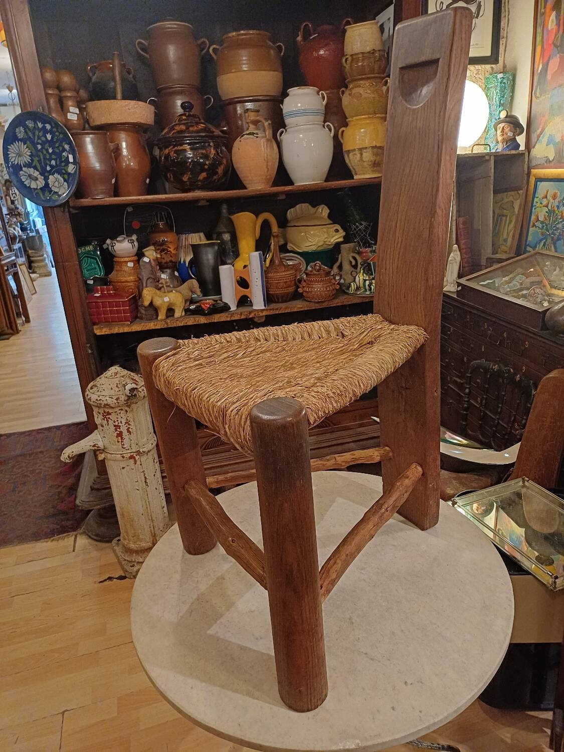 Brutalist Tripod Chair "Wabi-Sabi" Folk Art, 1900-1950