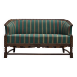 1950s, Danish 2-seater sofa, green furniture wool, oak wood.