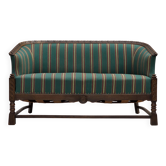 1950s, Danish 2-seater sofa, green furniture wool, oak wood.