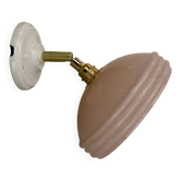 Vintage lampshade wall lamp in pink Clichy glass