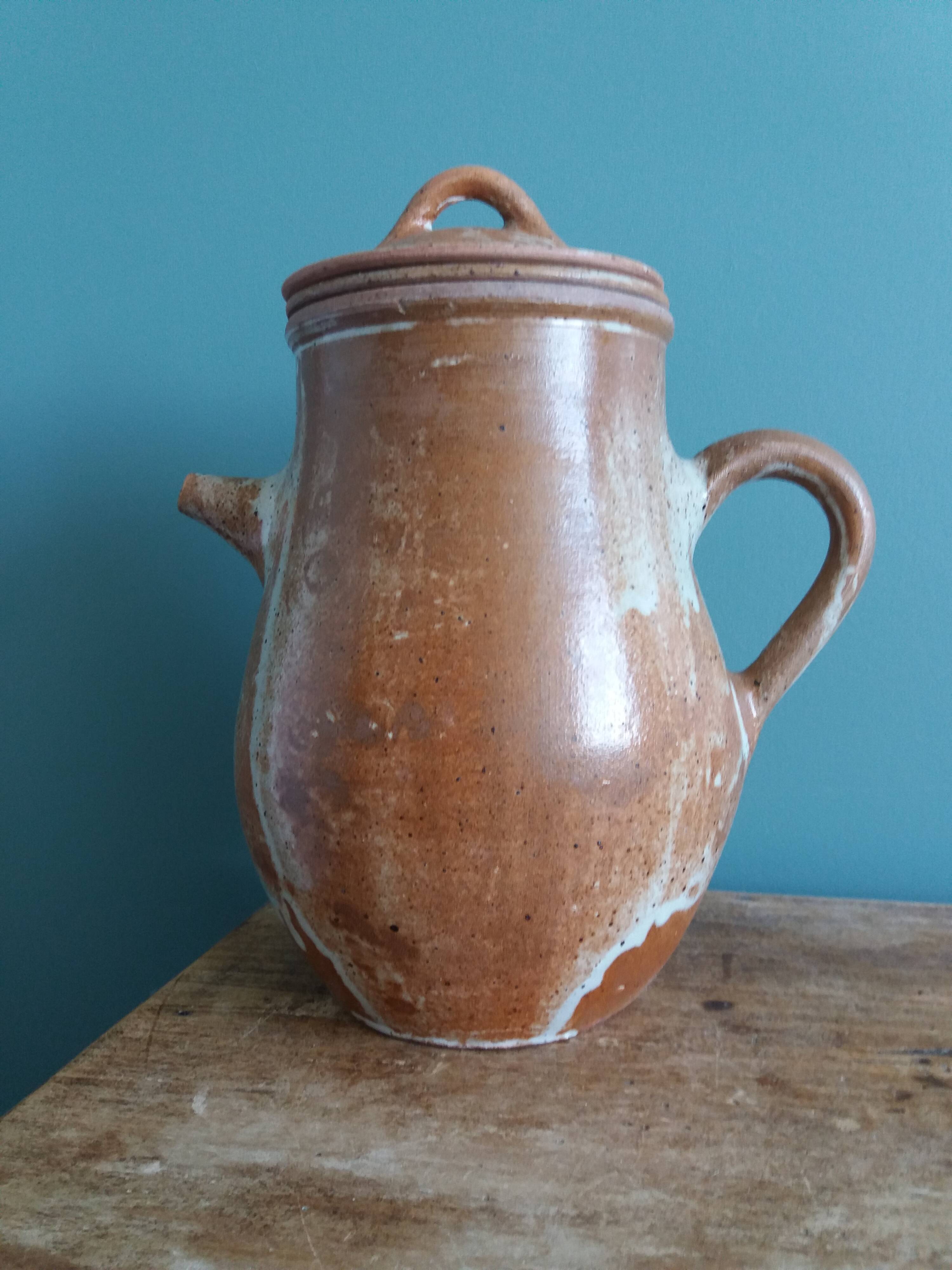 Puisaye stoneware filter teapot, Mallet pottery