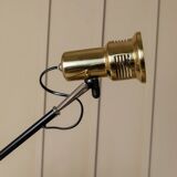 Vintage metal table lamp in Hollywood Regency style, black base with brass shade by Gigidi Iluminazione, 80s