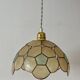 Suspension antique lampshade in beige and blue mother-of-pearl
