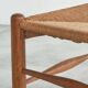 6 solid oak and woven bamboo chairs, mid-century, 1950s