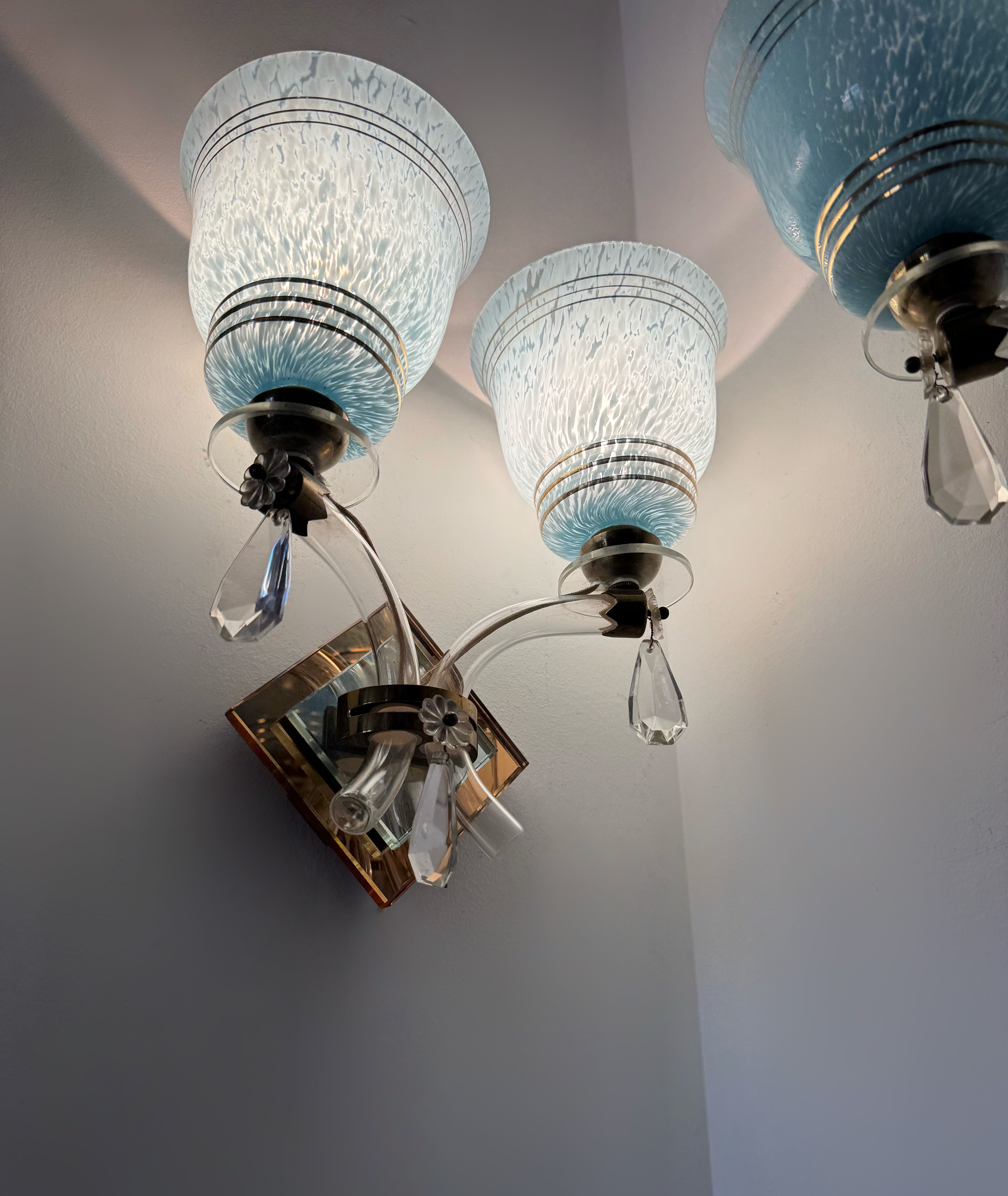 Art Deco mirror glass wall lights