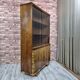 Restored 1950s Art Deco Style Bookcase Display Cabinet with Flame Veneer