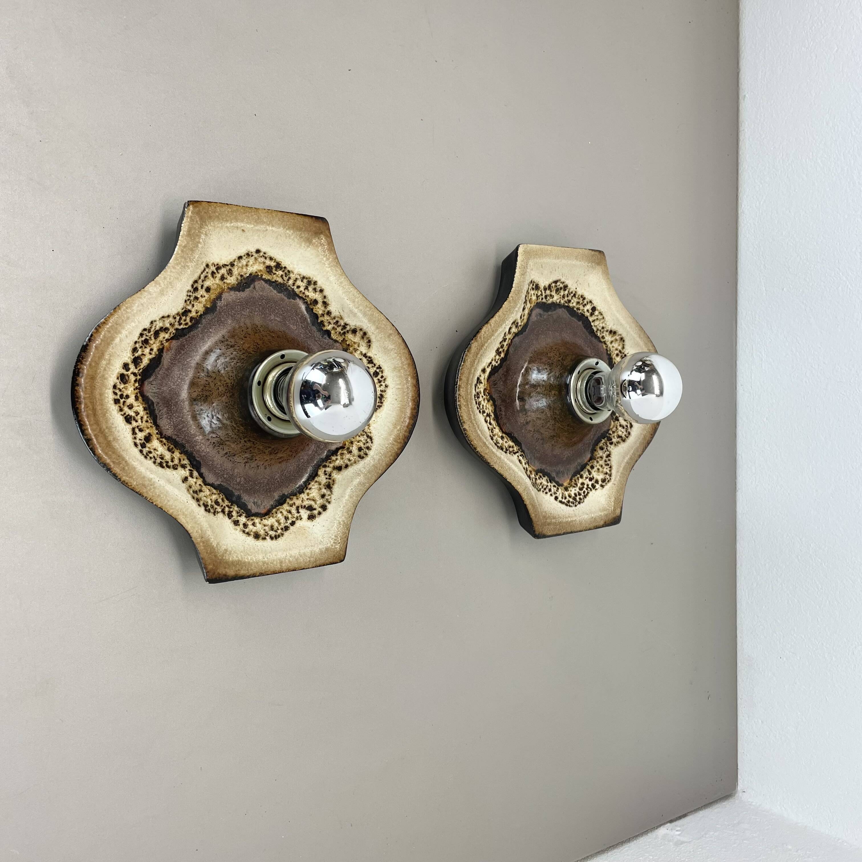 Set of Two POP ART Ceramic Fat Lava Wall Lights by ARO Lights Germany 1970s