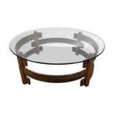 Table basse ronde scandinave en teck 1970