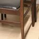 Set of 4 vintage chairs in teak and imitation leather, 1960s