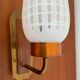 Scandinavian wall lamp in teak, brass and opaline from the 60s